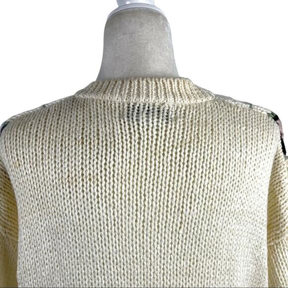 VTG Maggie Lawrence Fringed Knit Cardigan Women’s 80s Floral Pattern Size 18/20 - Picture 13 of 15